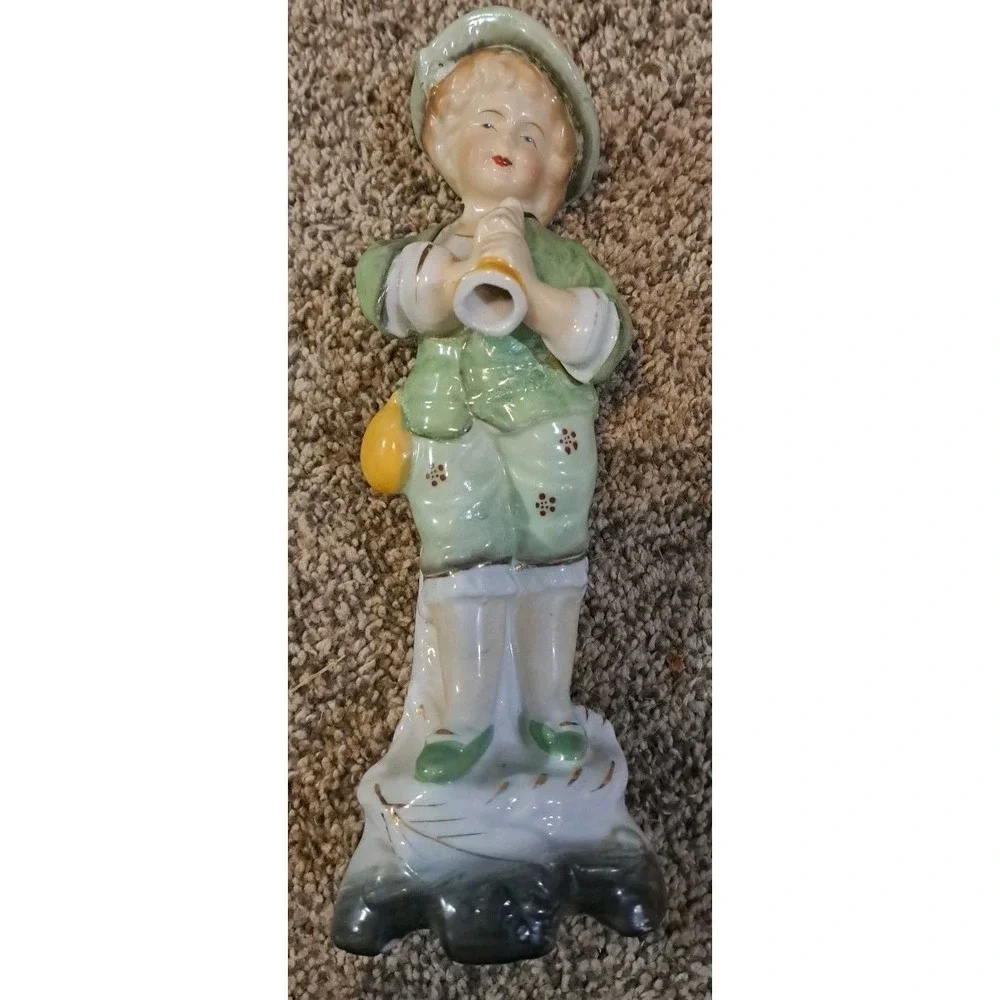 Vintage Japanese Porcelain Figurine of Little Boy Blue, Pastel‎ Colors 8.5